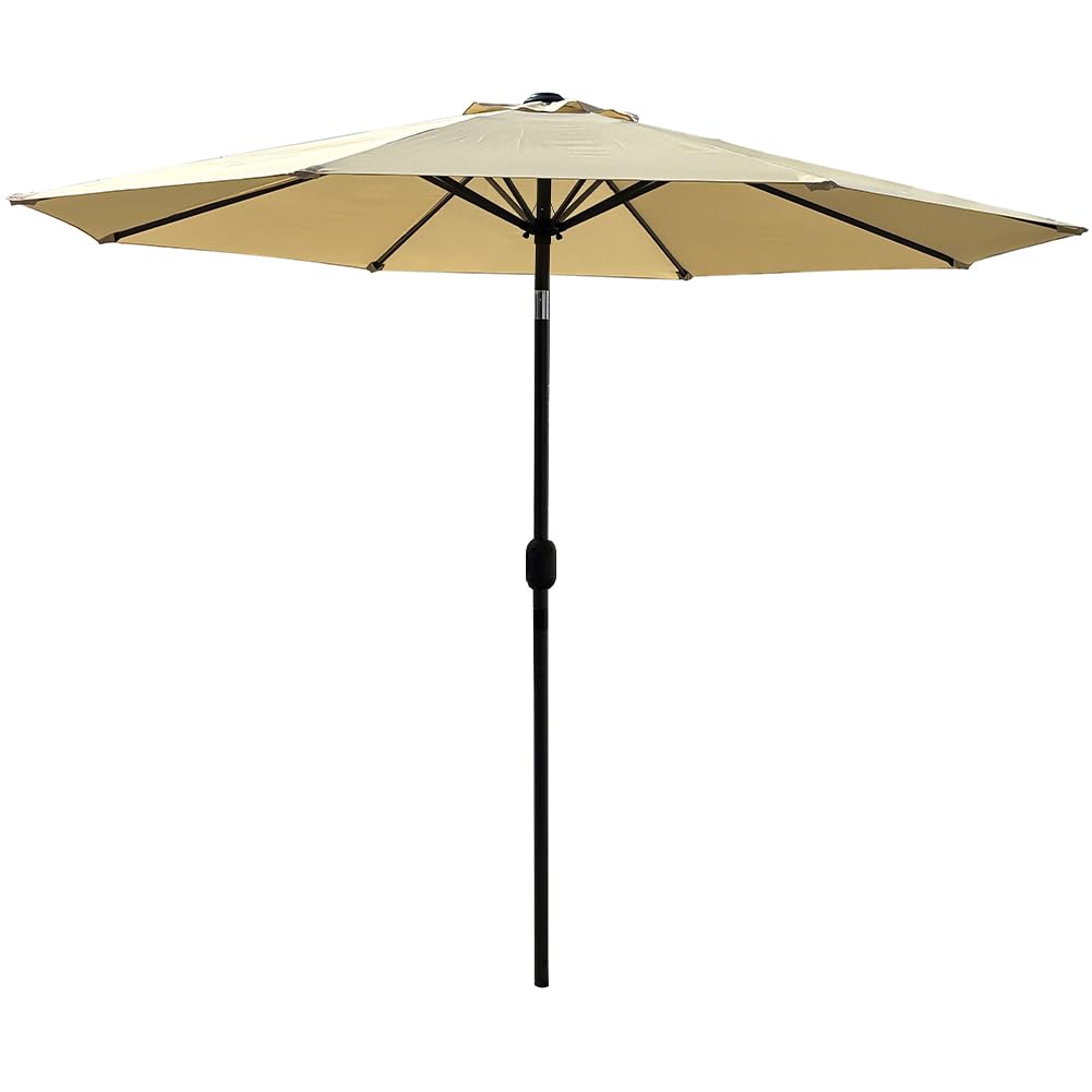 BAKAJI Parasol de jardin pare-soleil 2,7 m pour balcon, système d'air vent, inclinaison réglable et ouverture de la manivelle, revêtement anti-UV imperméable pour mer, terrasse, plage