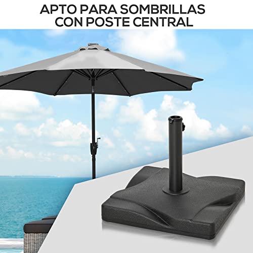 Base de sombrilla Outsunny de 20 kg con cemento apta para postes de 32 a 48 mm de diámetro 6