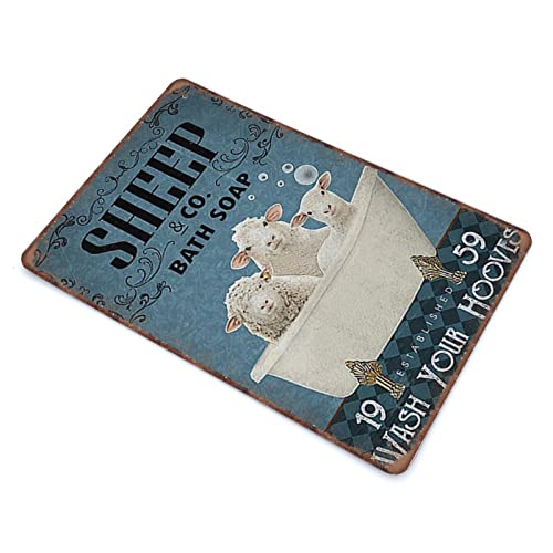 DAIERCY Creative Tin Signs Sheep Co Bath Soap Wash Your Hooves Funny Metal Sign Retro Wall Decor for Home Garden Bars Office Pubs Club Gift Plaque Tin Sign 140X200 mm - Image 3