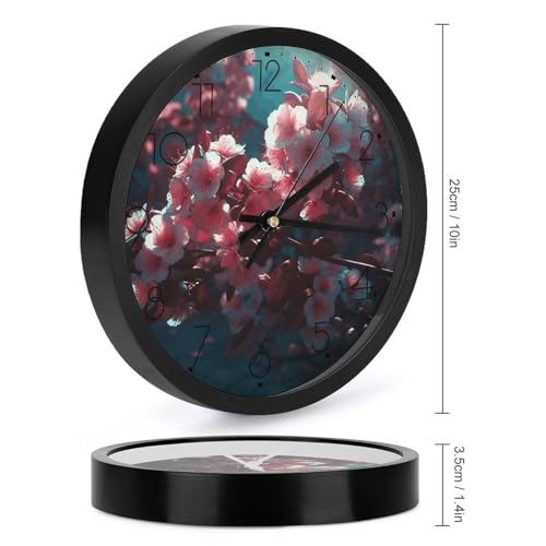 Horloge murale moderne et silencieuse motif fleurs pour décorer le salon