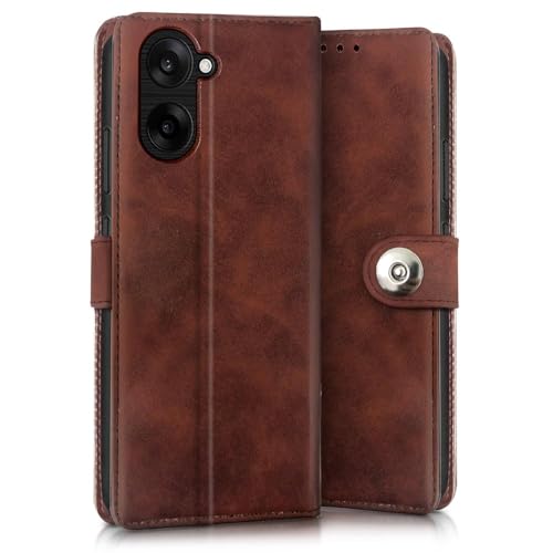 Image of WOW IMAGINE Shock Proof Flip Cover Back Case for 1+ OnePlus Nord CE 5 5G (Magnetic Button Flip Case | Wallet Pockets & Stand | Leather Finish | Coffee)