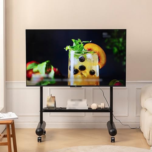 Soporte móvil para TV con ruedas, 100 cm, negro miniatura 2