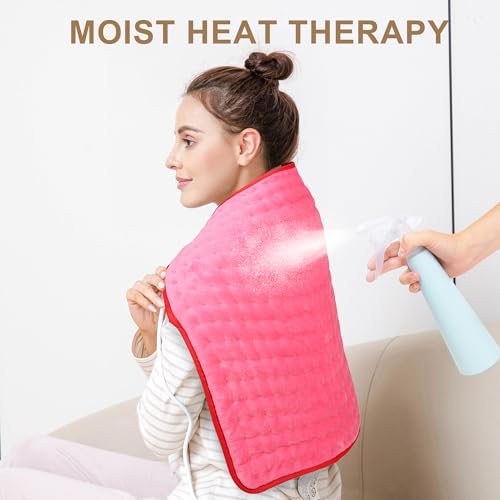 Image of Deepsoon Heating Pad,Electric Heating Pads for Back,Neck,Moist Heating Pad for Abdomen Shoulder Knee Legs,Dry /Moist Heat&Auto Shut Off,Mother's Day Birthday for Men and Women,Fuchsia,24x20 Inch