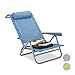 Relaxdays Liegestuhl klappbar, Nackenkissen, Flaschenöffner, 8-stufig verstellbar, bis 120 kg, Kunststoff, Stahl, blau, 76, 50 x 58, 00 x 80, 00cm