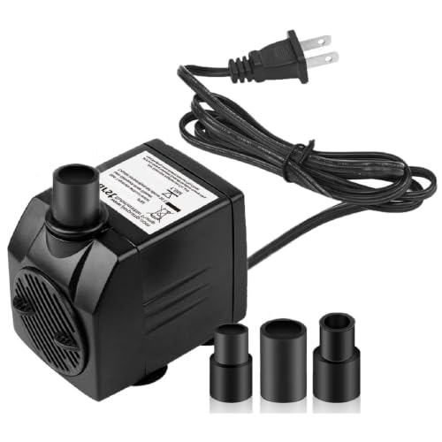 Image of BARST 160GPH Mini Submersible Water Pump with 6ft Power Cord, 3 Nozzles | 12W, 600L /H, Ultra Quiet for Aquarium, Fish Tank, Pond, Pet Fountain, Statuary, Hydroponics