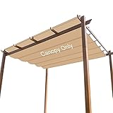 Pergola Shade Cover, 10' X 13' Outdoor Retractable Pergola with Sun-Protection, Durable Replacement Canopy for Garden Porch Khaki