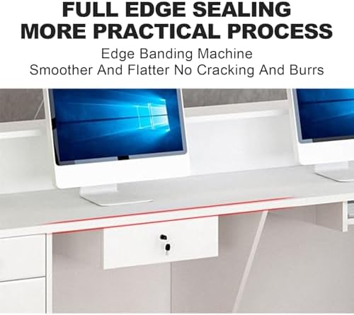 Reception Desk Front Counter Table,Company Counter Front Desk,with Lockable Drawer and Keyboard Tray and Light,for Office Reception Room Lobby Beauty Salon.(Black,55.1x23.6x39.3in)