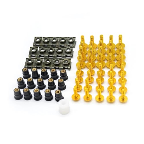 �l�W�t���i �ɓK�p���郄�}�n�p YZF R1 R3 R6 R10 R25�p MT-09�p FZ09�p MT07�p FZ07�p FZ1�p 40PCS �I�[�g�o�C�J�X�^���t�F�A�����O�l�W�{���g �E�C���h�X�N���[���l�W(Gold)