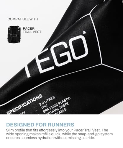 Image of TEGO Pacer 1L / 2L Hydration Reservoir | BPA-Free Running & Hiking Bladder | Snap-Lock Tube | Bite Valve | Compatible with Pacer Trail Vest