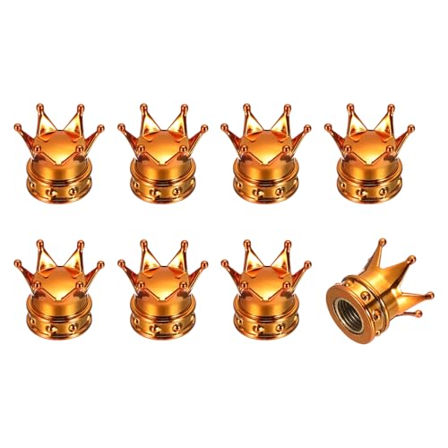 PATIKIL Crown Tire Valve Stem Caps (Orange) (6Pcs), ABS Plastic Dustproof Air Caps Car Tyres Valve Cover, Suit for - Universal Cars/Trucks/Motorcycles/Bikes