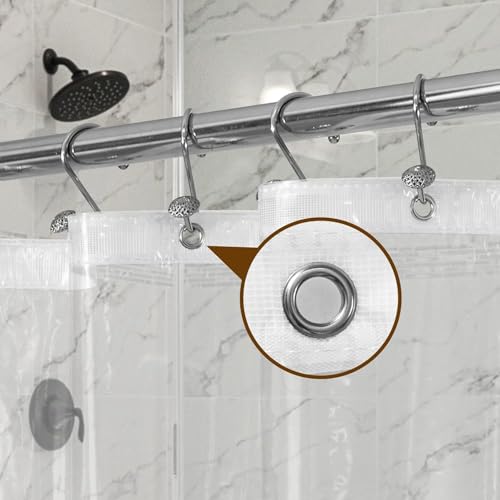 Image of Barossa Design Short Shower Curtain Liner 60 Inch Length with 3 Magnets - Waterproof Short PEVA Plastic Shower Liner for Bathroom, PVC Free, Metal Grommets, Clear, 70x60