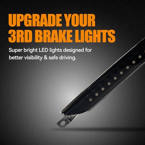 Image of Third 3rd Brake Light LED for 2011-2017 Jeep Grand Cherokee /Dodge Durango, High Mount Rear Brake Lights Assembly for 2007-2016 Jeep Compass, Waterproof Center Cab Lamp Stop Light (Black)