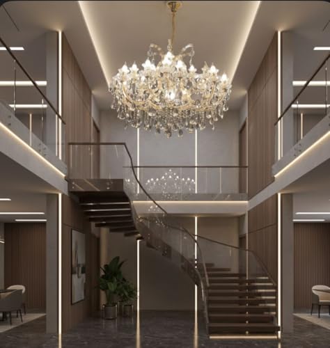 Image of Sanleen Luxury Crystal Glass Chandelier 12-Light Ceiling Hanging Lamp | Modern Antique Candle Style Chandelier jhummer for Living Room, Dining Hall | Design-8(24-28 Inch)(Bulb Include)