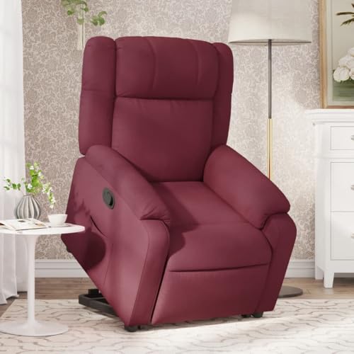 Mimdixy Muebles de salón tumbona, sillón relax con ayuda para levantarse, tela de color rojo vino