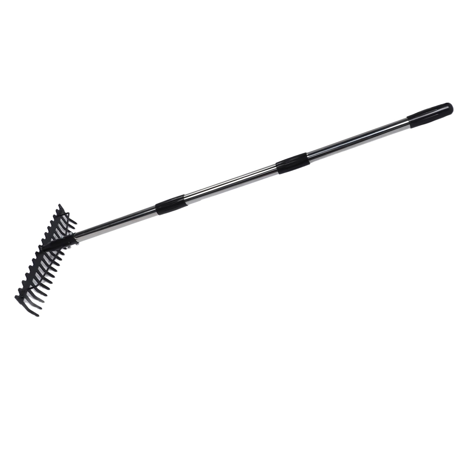 SIXRUN Rastrello da Giardino 17 Denti Rastrello da Giardino Multifunzione Regolabile Staccabile con Testa in Metallo per Allentare il Terreno Raccogliendo Foglie Rastrello da