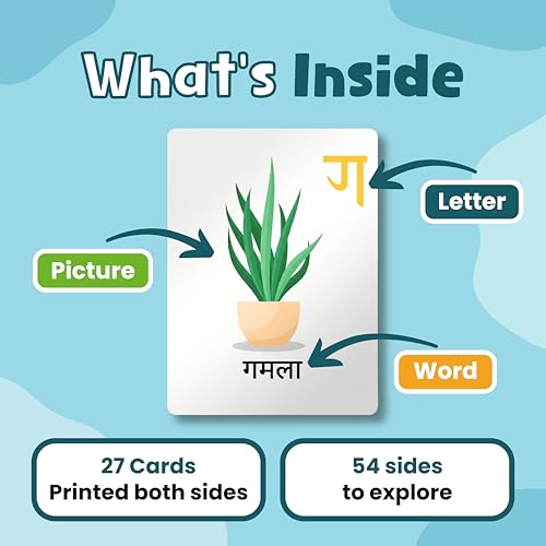 Image of Hindi Varnmala | 27 Laminated Anti-Glare Flash Cards | Montessori Inspired Fun & Easy to Learn Toys for Kids