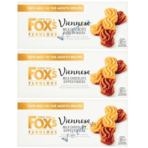Fabulous Biscuit Fox's Viennese Milk Chocolate Dipped Fingers Box 105g (Pack of 3)