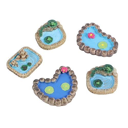 Toyvian Decoraciones de Piscina en Miniatura para Jardín, 5 Piezas Creativas y Prácticas, Accesorios de Decoración de Micropaisajes Realistas para Estanques y Exteriores