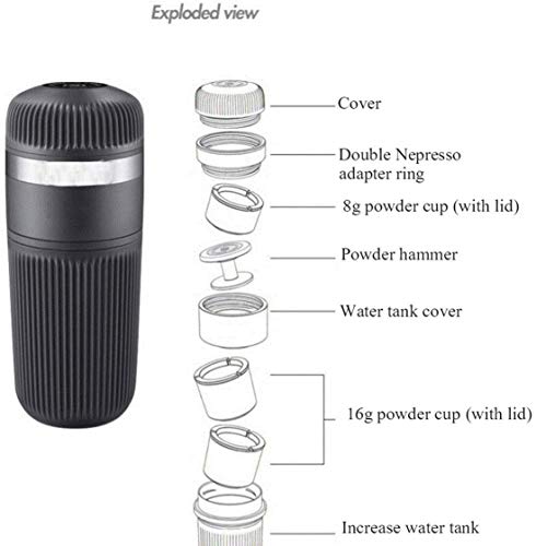 BXU-BG Cafetera portátil Manual del café express de la máquina Compatible with café molido y Nanopresso Cápsula… - Imagen 4