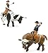 Little Buster Toys Bucking Bull and Rider 2 Pack - Brown Bull w/Rider and Black and White Bull w/Rider