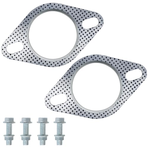 Image of 2 PCS Exhaust Flange Gasket Kit with 4 M10 Bolts - lyfLux 2.5 Inch High Temperature Exhaust Flange Gasket for Turbo, Muffler & Pipe Connections - Fits Most Vehicles (5.67 inch x 3.42 inch)