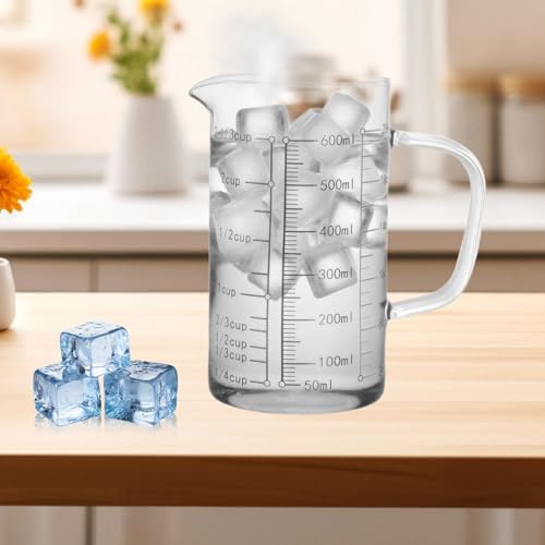 Image of 600ml /20.28oz Microwave Safe Glass Measuring Cup | Heat Resistant Borosilicate, V-Shaped Spout, Clear Scale, Multipurpose for Kitchen, Coffee & Yogurt(600ml /20.28oz)
