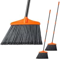 Lifewit Besen für Draußen und Innen mit Teleskopstiel, Ausziehbar Camping Besen mit 135 cm Stiel, Strohbesen Straßenbesen Kehrbesen für Terrasse Balkon Garten Garage Oberdeck Lobby Hof, 2 Stück Orange