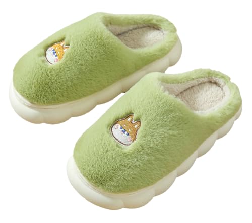 Rungion Womens Platform Cute Slippers Plush Slides Memory Foam Slipper Winter Warm Anti-Slip Bedroom House Shoes Indoor