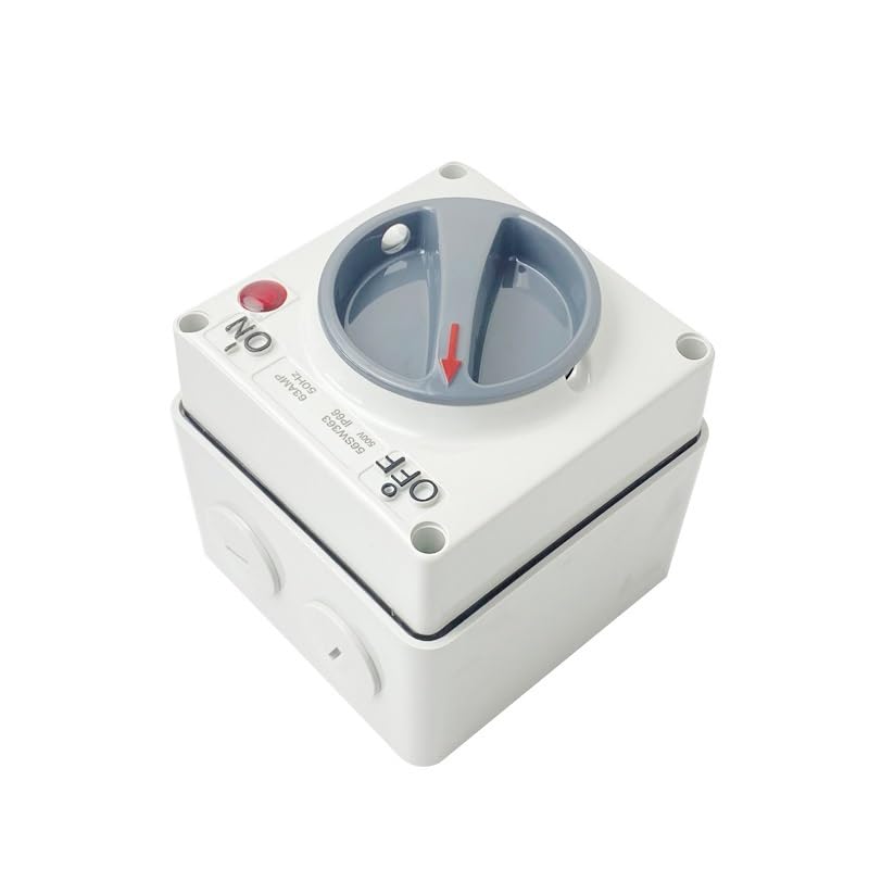 Interrupteur extérieur triphasé 63 A, bouton d'alimentation étanche à la pluie, interrupteur industriel extérieur avec lampe 380 V 220 V IP66