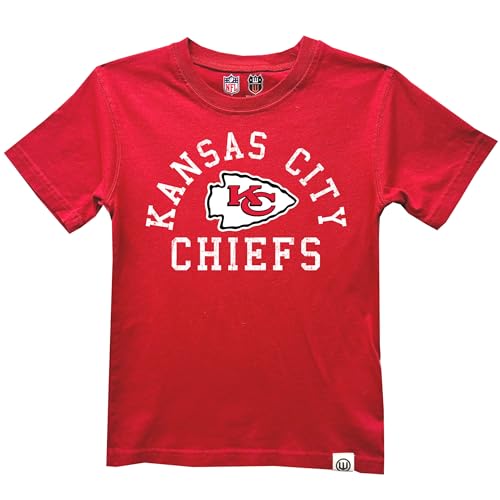 Wes and Willy NFL Kids Short Sleeve Organic Cotton Tee Shirt Kansas City Chiefs Cherry L