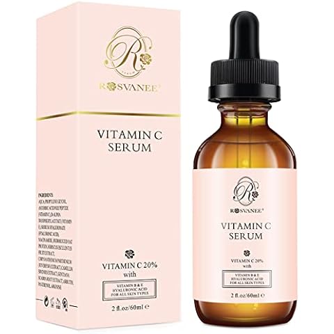 ROSVANEE Vitamin C Serum for Face and Eyes 60ml - Pure Facial Brightening Serum with 20% Vitamin C, Hyaluronic Acid, Vitamin B & E for Anti-Aging, Acne, Wrinkle, Dark Spots and Sun Damage Cover