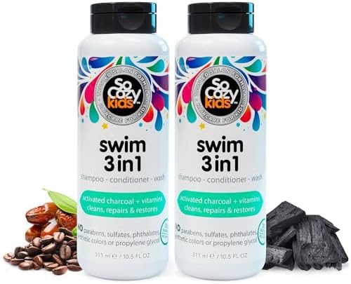 SoCozy Kids Swim 3-in-1 Shampoo, Conditioner & Body Wash, 10.5 Fl Oz 2 Pack