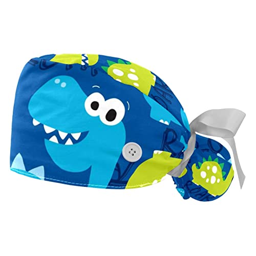 Chapeau de travail respirant JDEZ motif dinosaure bouffant pour homme et femme lot de 2