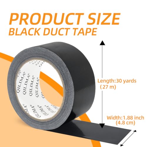 Image of QILIMA Heavy Duty Duct Tape, Professional Grade Duct Tape for Photographers, Industrial, Professional Use, 2 Inch X 30 Yards, 5 Rolls Black