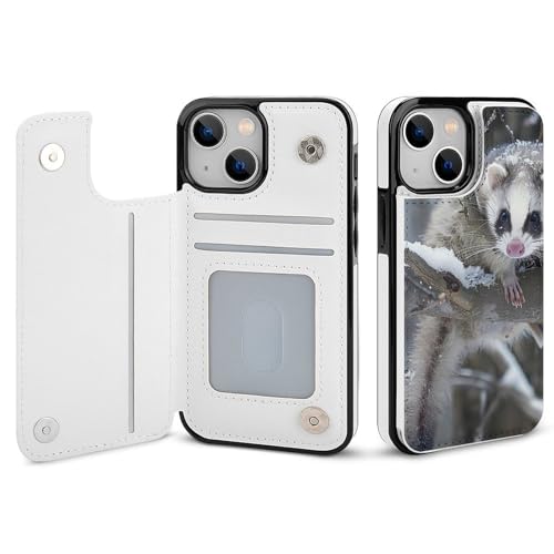 HKMNLEW Opossum in Tree Print Flip Phone Wallet Case iPhone 13�p�APU���U�[���C�ϏՌ��g�ѓd�b�P�[�X�J�o�[ �J�[�h�z���_�[�t��