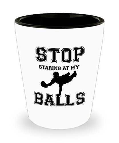 Best Shot Glass Coffee Mug-Baseball Gifts Ideas for Men and Women. Stop staring at my balls.
