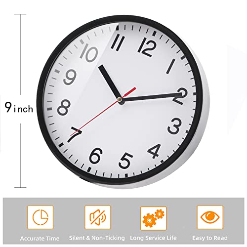 Wall Clock 9 Inch,Modern Round Silent Non-Ticking Battery Operated And Apply To Bedroom Living Room Study Room And Offiec Decor… #TOP5