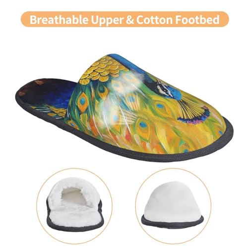 Peacocks Print House Slippers For Women And Men,Soft Slippers With Memory Foam,Non-Slip Indoor Home Shoes3