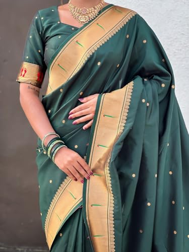 Image of SWORNOF Womens Kanjivaram Silk Saree with Zari Woven Saree With Blouse Piece