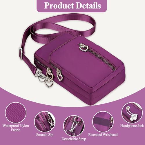 Image of WITERY Waterproof Nylon Cute Crossbody Cell Phone Purse Smartphone Wallet Bag for Women