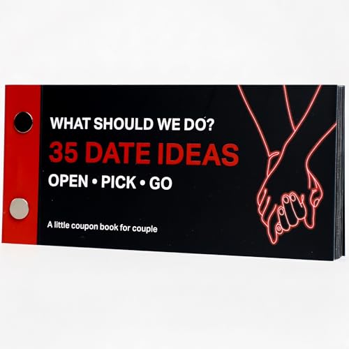 LINHARA Date Night Coupon Book for Couples – 28 Date Ideas + 4 Blank Wild Cards, Love Coupons for Him & Her, Romantic Valentine’s Day Gifts for Boyfriend, Girlfriend, Husband, Wife