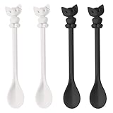 angenehme Haptik koziol Happy Spoons Miaou Löffel 4-er Set, thermoplastischer Kunststoff, schwarz/weiß, 1.2 x 2.9 x 16 cm