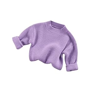 Creugole Winter Unisex Baby Toddler Boy Girl Pullover Sweater Long Sleeve Solid Warm Oversized Knit Sweater Kids
