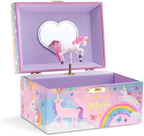 Jewelkeeper Girl’s Musical Jewelry Storage Box with Spinning Unicorn, Cotton Candy Unicorn Design, The Beautiful Dreamer Tune, Ideal Gifts for Little Girls