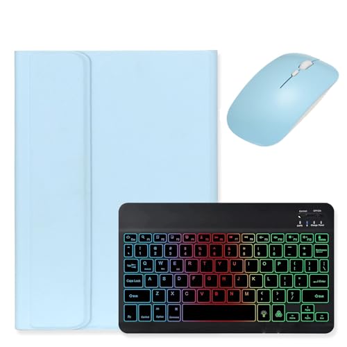 Étui avec clavier rétroéclairé pour iPad 10 amovible et coloré avec sa souris sans fil