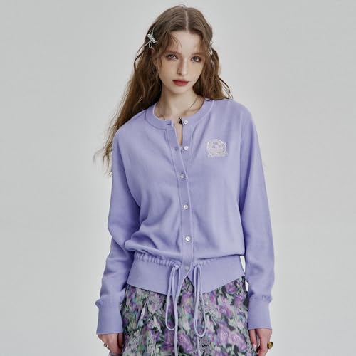 Womens Button-Down Cardigans Knit Stretchy Sweaters Drawstring Lightweight4