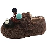 IWIHMIV Baby Girl Loafers Comfortable Indoor Infant Warm Walking Shoes Lightweight Warm Fleece Lined Shoes（Brown，18 Months