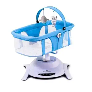 StarAndDaisy Electric Swing Crib Rocker for New Born Baby 0 to 2 Years Girl & Boy with Sit & Sleep, Hanging Toys, 5 Gear Speed Adjustment (Blue)