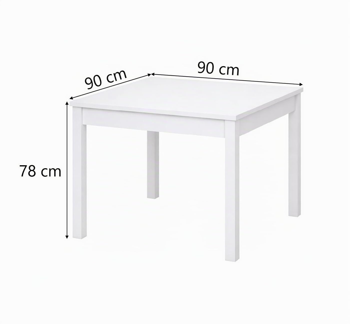 Linea Azzurra Tavolo da Pranzo Modello Firenze in Legno 90x90cm Made in Italy Bianco Frasinato Allungabile Moderno per Cucina, Soggiorno, Salotto Moderno