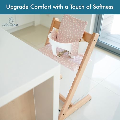 Image of Nibble and Rest Cushion for Stokke Tripp Trapp High Chairs, Soft Padded Seat & Backrest, Baby Set Compatible, Wipeable, Machine Washable, Easy to Clean, Stylish Print(Daisy)